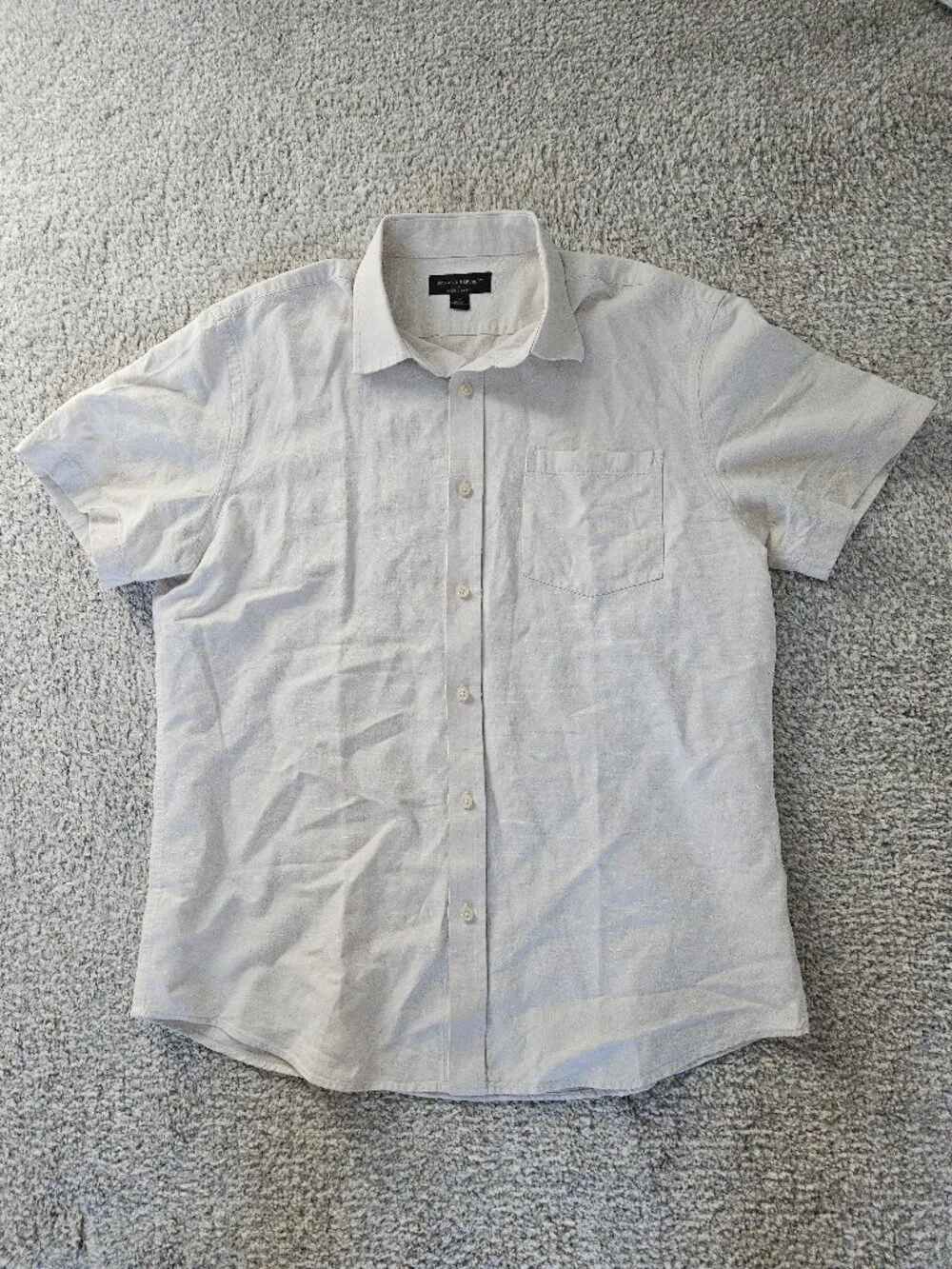 Banana Republic Slim-Fit Linen Blend Shirt in White, Men’s Size Large